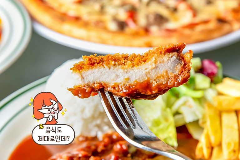 두툼한 돼지고기 + 바삭한 튀김옷 돈까스