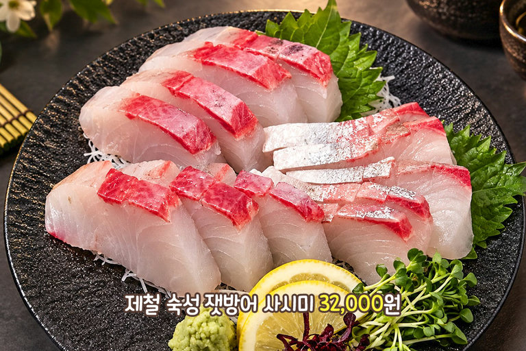쫀득한 잿방어와 호타테 이쿠라 한 상🤤
