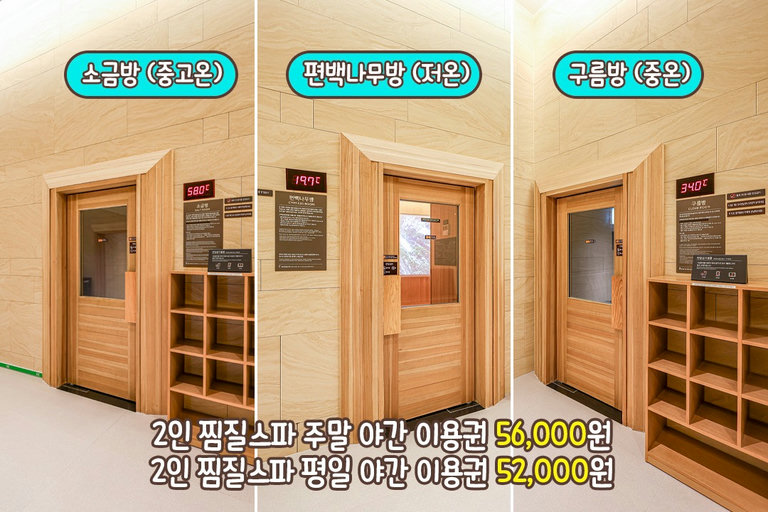 온도별 찜질룸과 사우나탕에서 힐링하기