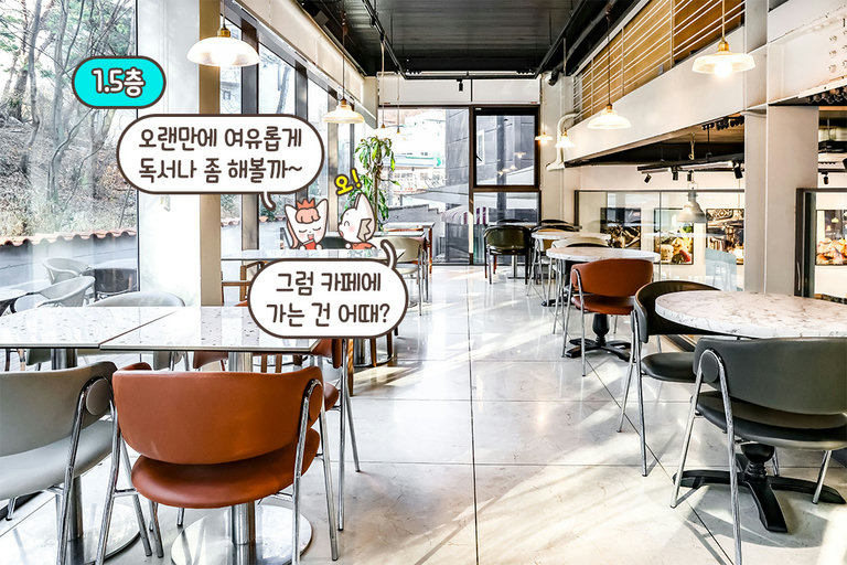 스킵 플로어 구조의 숲세권 카페🌿
