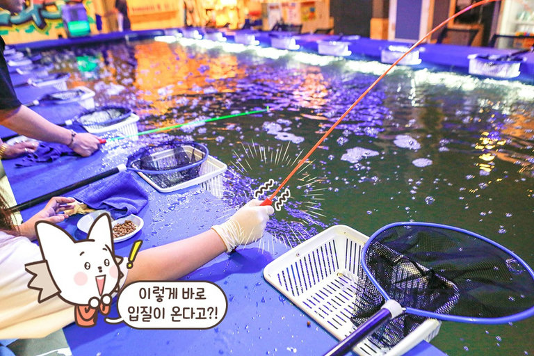 미끼를 찌에 꽂고 START!