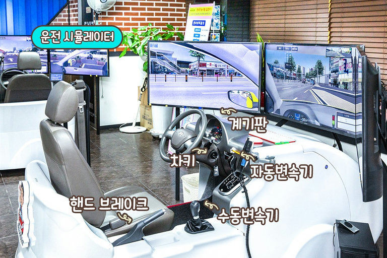 실감 나는 대형 화면으로 실내 운전 연습하기🚜